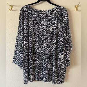 Chico’s Wide Neck Oversized 3/4 Sleeve Pullover Stretchy Top Size 3 (XL) 16/18